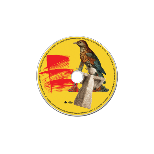 CD with a bird design on a yellow background